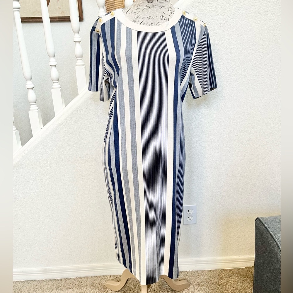Vintage Striped Navy and White Dress